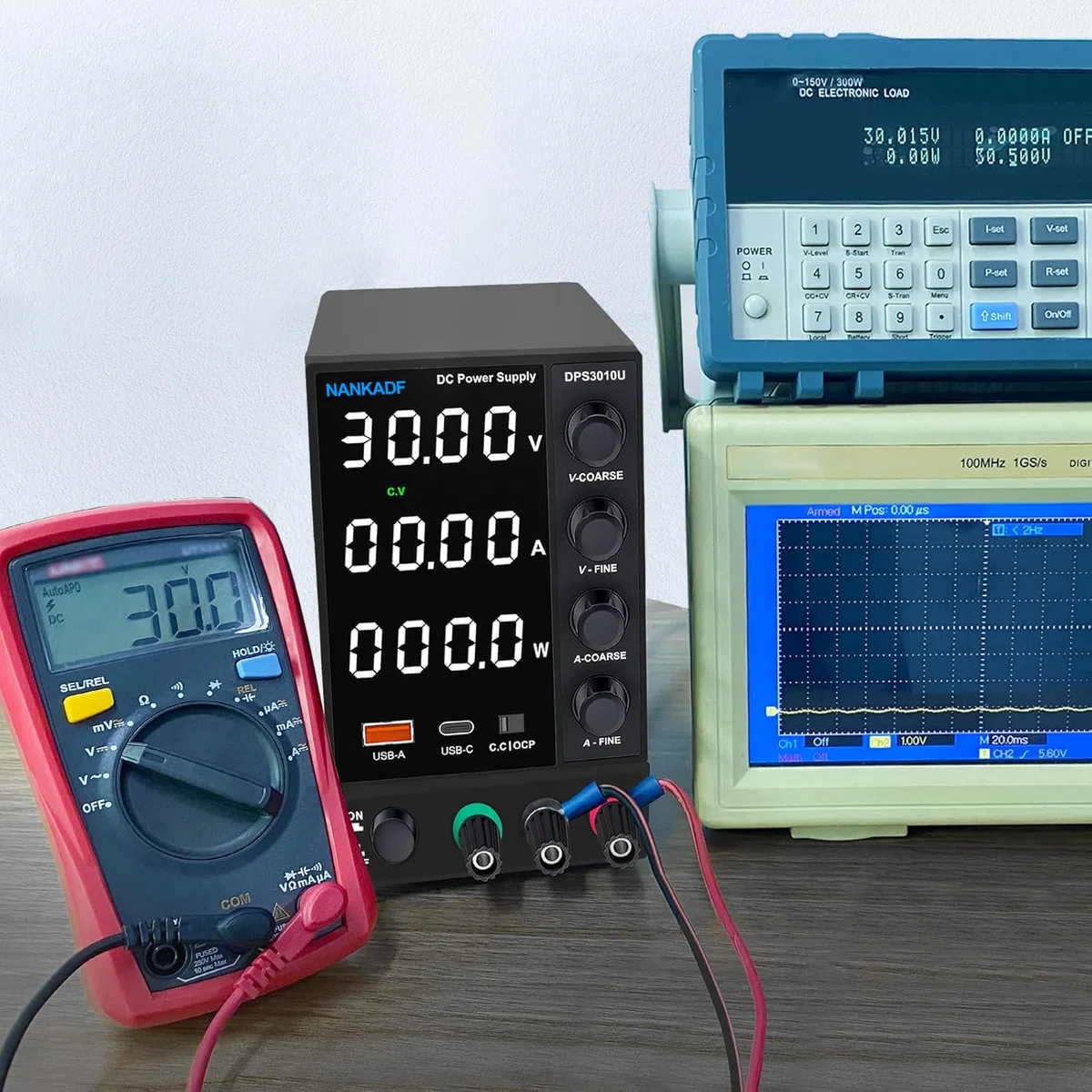 Labornetzteil 30 V 10 A, Variables DC-Netzteil mit USB-A/Typ-c-Schnellladeanschluss, Labornetzgerät mit hochpräzisem 4-Stellige LED-Anzeige Gebereinstellknopf