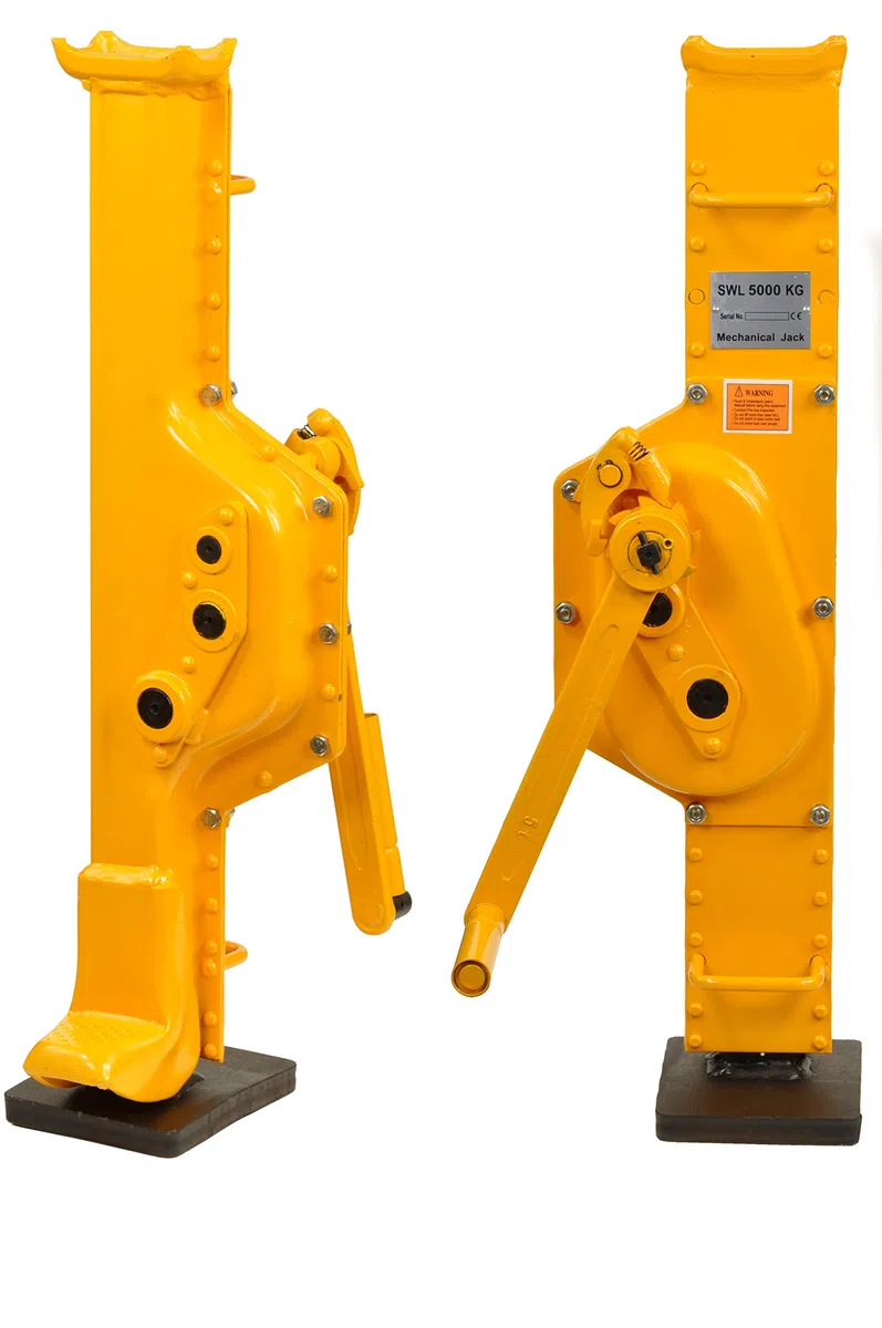 Stahlwinde 5t Stockwinde mit Ratschen-Kurbel Fußhöhe 75 mm Low Steel Jack Handwinde Winde 5000kg