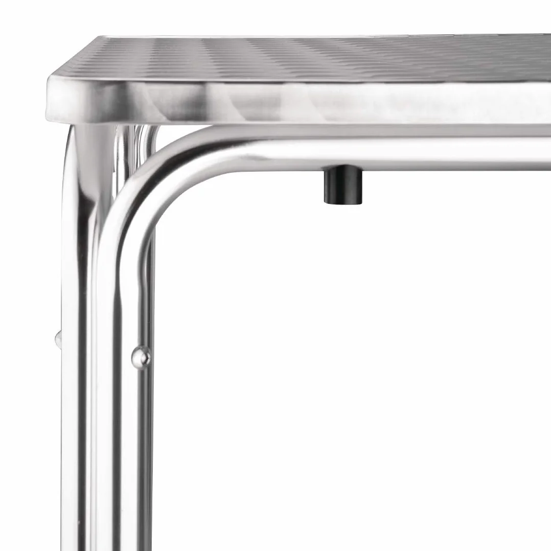 Bolero Quadratischer Innen - Außen Café Restaurant Bistro Terrassentisch 600mm, Aluminiumgestell, Edelstahlplatte, Abmessungen: 720(H) x 600(B) x 600(T)mm, CG837