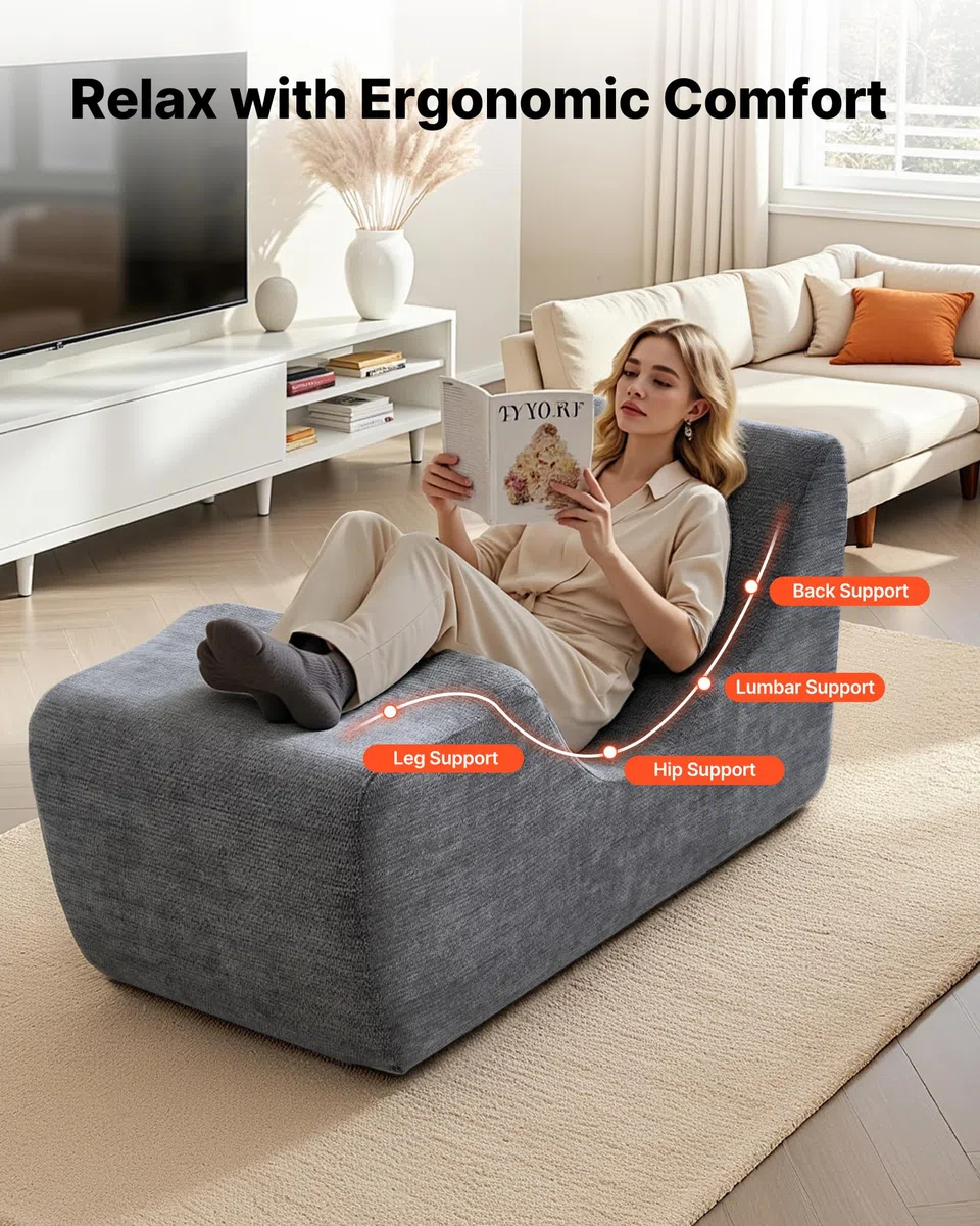 VEVOR Chaiselongue Relaxliege für Yoga & Massage, Moderne Gebogene Schaumstoff-Loungesessel, ergonomischer Liegesessel für Dehnung Entspannung Bewegung, verwendet im Wohnzimmer Schlafzimmer Balkon